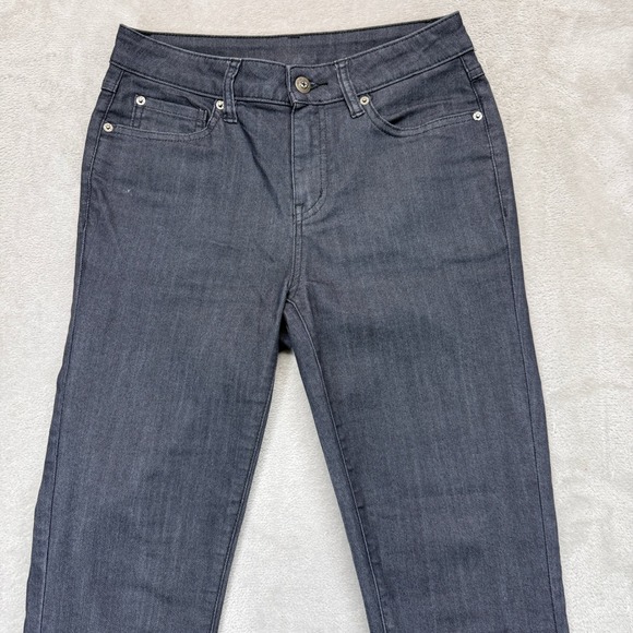 Prana Jeans Women's 2 Kayla High Rise Gray Solid Stretch Denim Slim Straight Fit - Picture 3 of 15